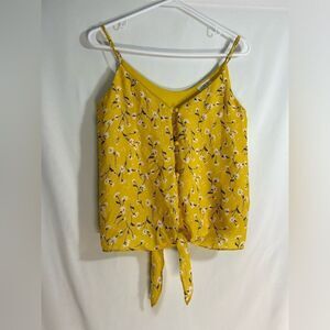 Sirena sky tank top size XS Yellow flowy floral shirt
